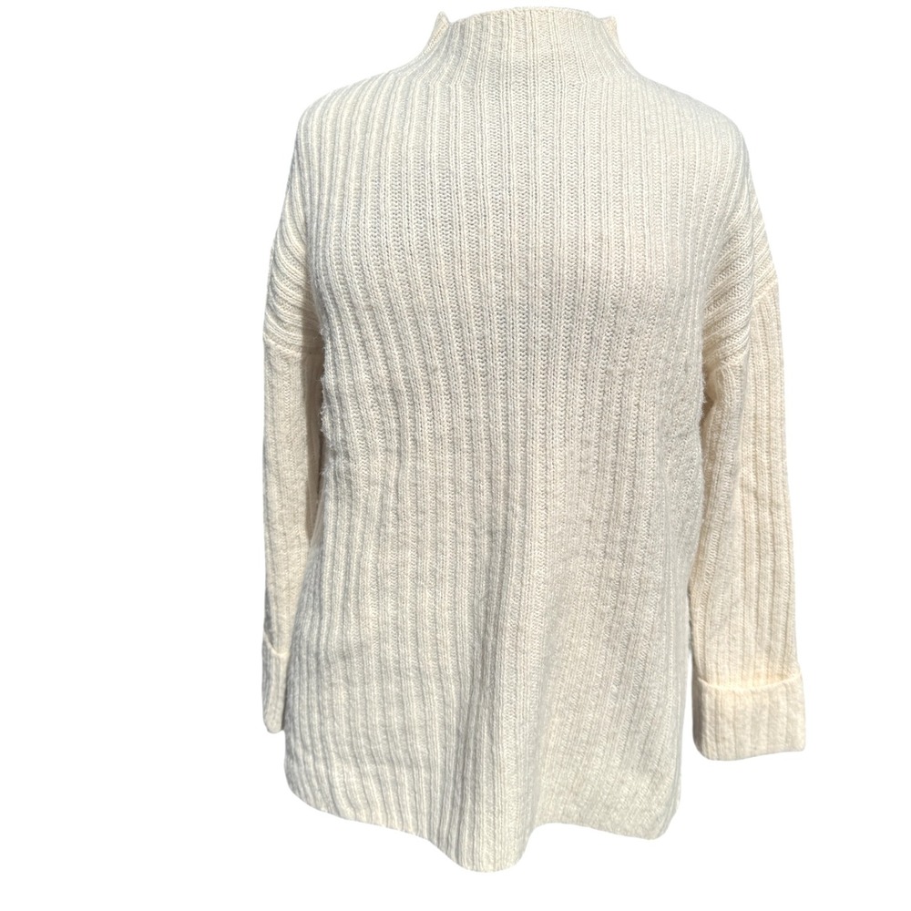 Old Navy Womens Tunic Sweater Size L Long Sleeve Cream Knit Mock Neck
